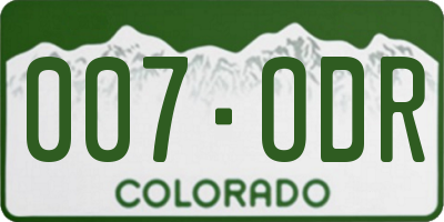 CO license plate 007ODR