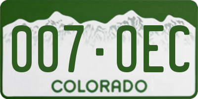 CO license plate 007OEC
