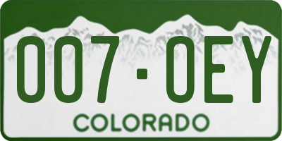 CO license plate 007OEY