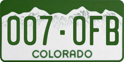 CO license plate 007OFB