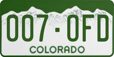 CO license plate 007OFD