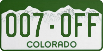 CO license plate 007OFF