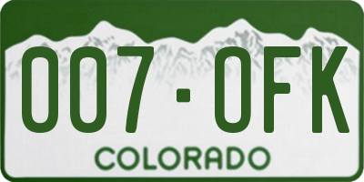 CO license plate 007OFK