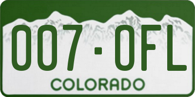 CO license plate 007OFL