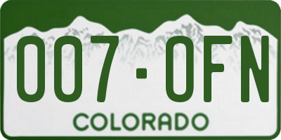 CO license plate 007OFN
