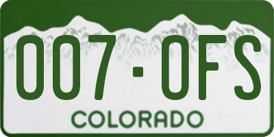 CO license plate 007OFS