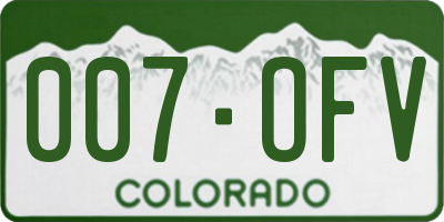 CO license plate 007OFV