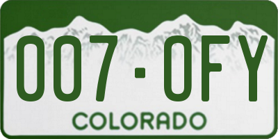 CO license plate 007OFY