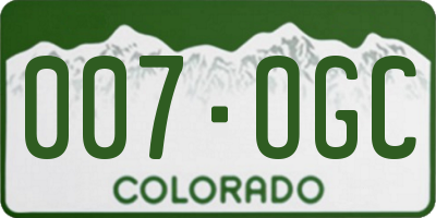 CO license plate 007OGC