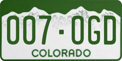 CO license plate 007OGD