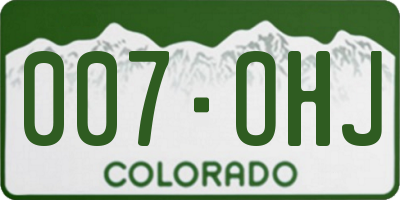 CO license plate 007OHJ