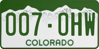 CO license plate 007OHW