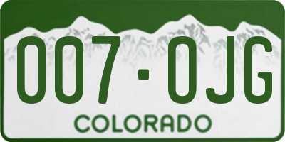 CO license plate 007OJG