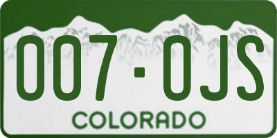 CO license plate 007OJS