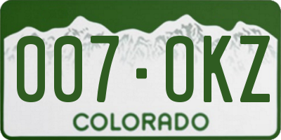 CO license plate 007OKZ