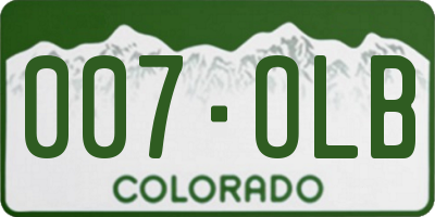 CO license plate 007OLB