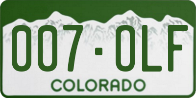 CO license plate 007OLF