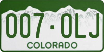 CO license plate 007OLJ