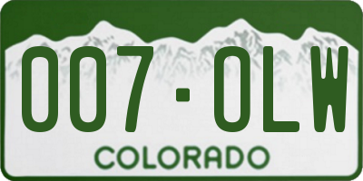 CO license plate 007OLW