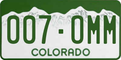 CO license plate 007OMM