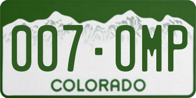 CO license plate 007OMP