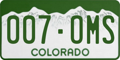 CO license plate 007OMS