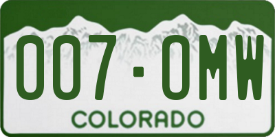 CO license plate 007OMW