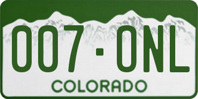 CO license plate 007ONL