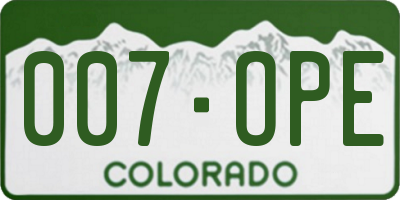 CO license plate 007OPE