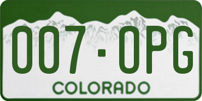 CO license plate 007OPG
