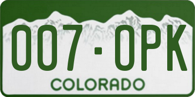 CO license plate 007OPK