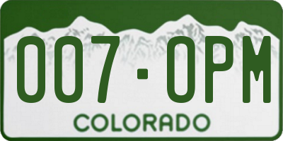 CO license plate 007OPM