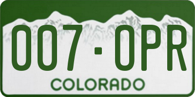 CO license plate 007OPR