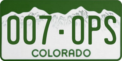 CO license plate 007OPS
