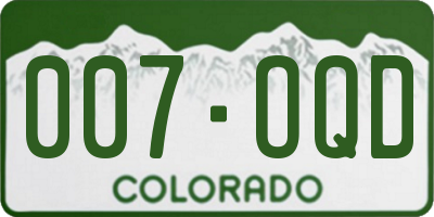 CO license plate 007OQD
