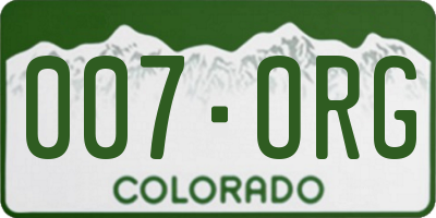 CO license plate 007ORG