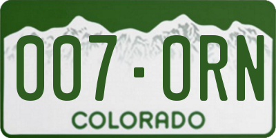 CO license plate 007ORN