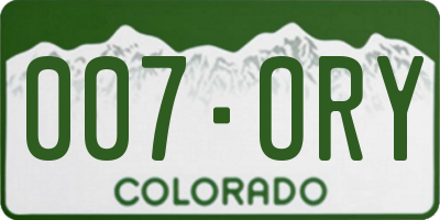 CO license plate 007ORY