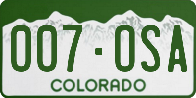 CO license plate 007OSA