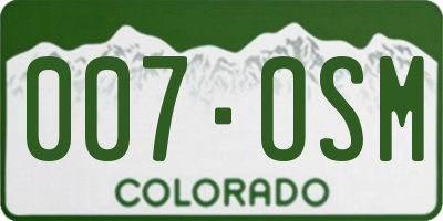 CO license plate 007OSM