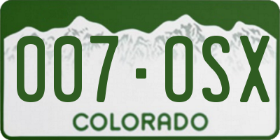 CO license plate 007OSX