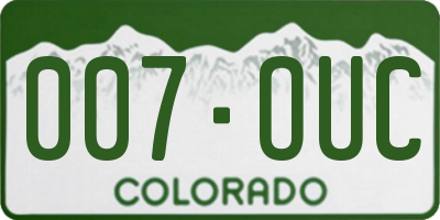 CO license plate 007OUC