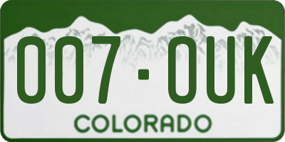 CO license plate 007OUK