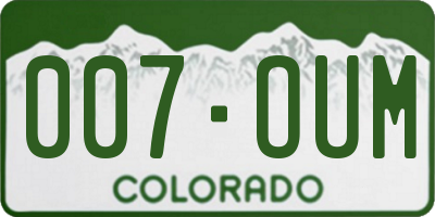 CO license plate 007OUM