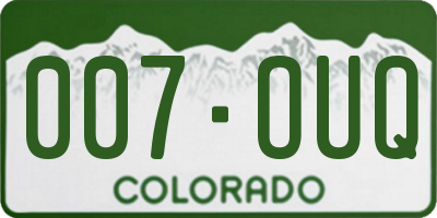CO license plate 007OUQ