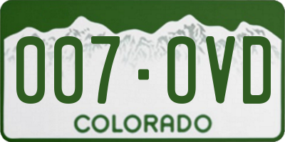 CO license plate 007OVD