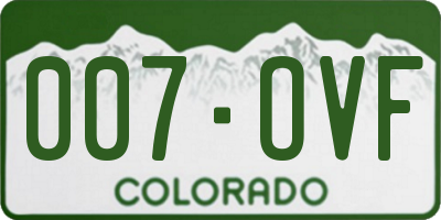 CO license plate 007OVF