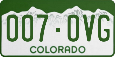 CO license plate 007OVG