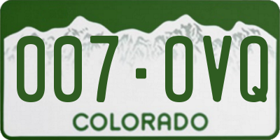 CO license plate 007OVQ