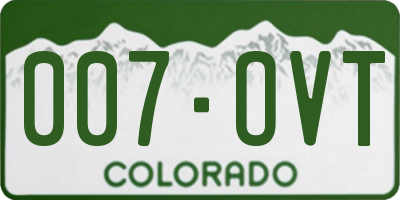 CO license plate 007OVT